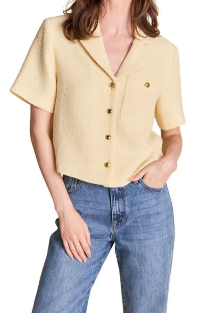 English Factory Short Sleeve Tweed Shirt In Butter Yellow In Yellow