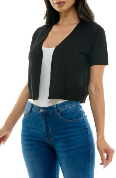 Nina Leonard Box Knit Bolero In Black
