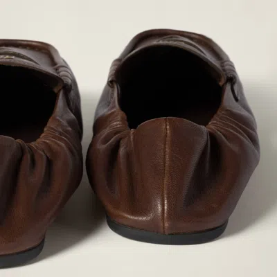 Miu Miu Women Ruches Leather Loafers With Lettering Logo In Multi