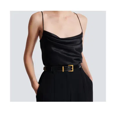 Balmain Perfume Belt In Striped Patent Leather