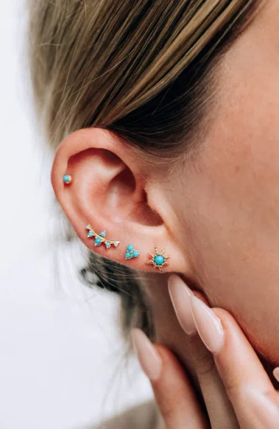 Anzie Micro Turquoise Starburst Single Stud Earring In Blue