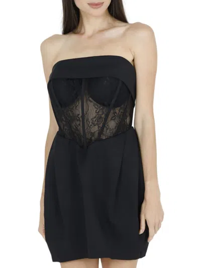 Akalia Daisy Strapless Lace Corset Dress (black)