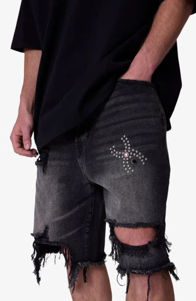 Mnml Distressed Spider Denim Shorts