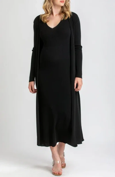 Pietro Brunelli Maternity Maternity Viscose Knit Side Slits Maxi Tulip Cardigan
