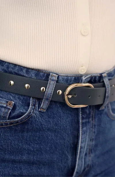 Ettika Stud Leather Belt In Blue