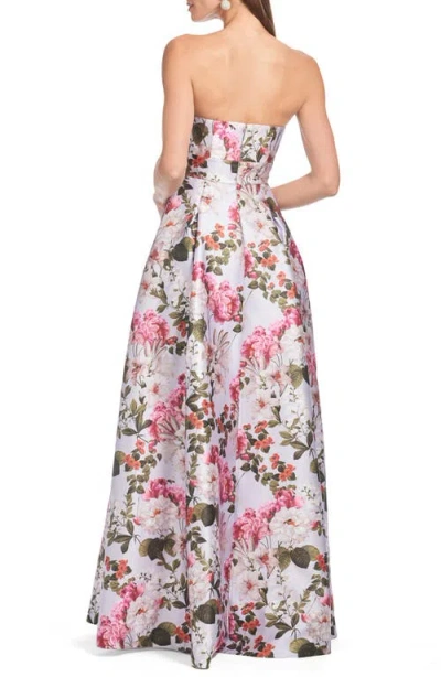 Sachin & Babi Giovanna Strapless Pleated Floral-print Gown In Multi
