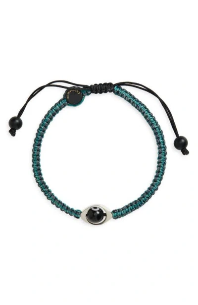Caputo & Co Evil Eye Stripe Macramé Slide Bracelet