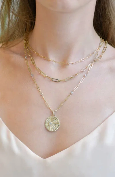 Anzie Celeste Ripple Pendant In Gold