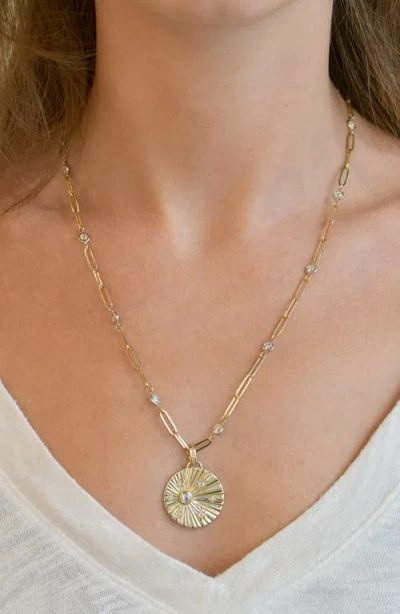 Anzie Celeste Ripple Pendant In Gold