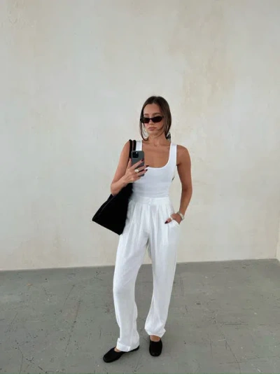 Weworewhat Linen Trouser In Neutral