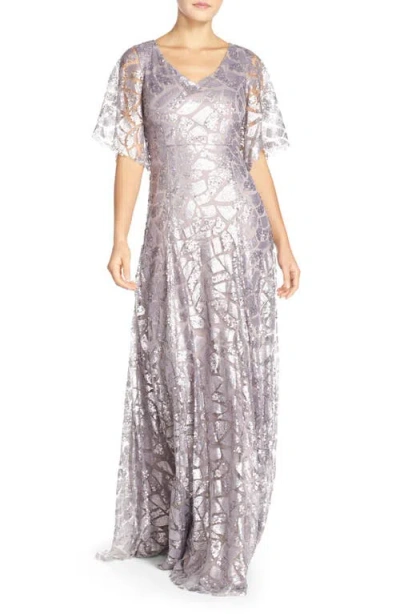Donna Morgan 'camilla' Sequin Flutter Sleeve Gown