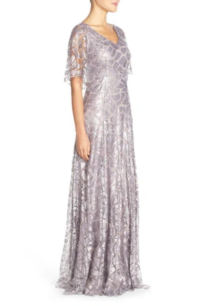Donna Morgan 'camilla' Sequin Flutter Sleeve Gown