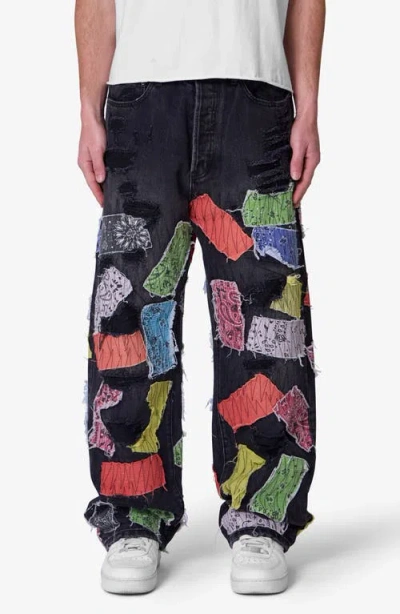 Mnml Bandana Patch Ultra Baggy Jeans In Black