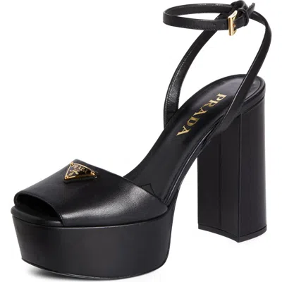 Prada Black Nappa Leather Sandals