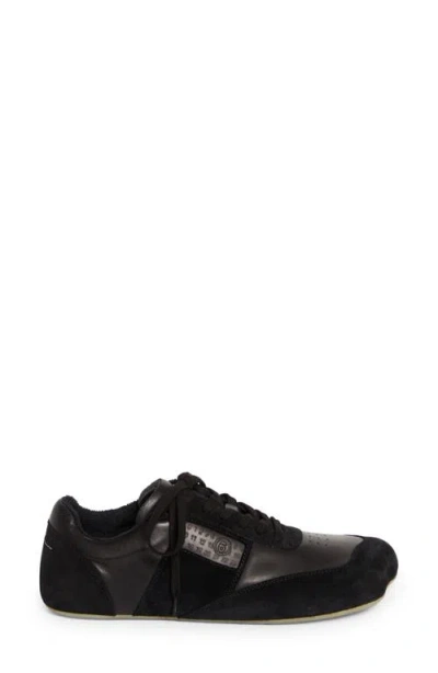 Mm6 Maison Margiela Black Leather And Suede Anatomic Sneakers