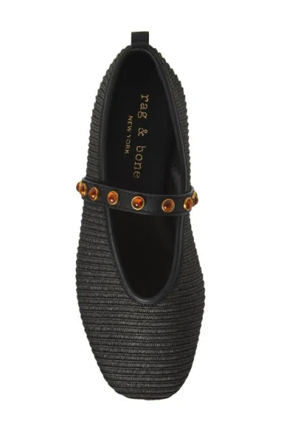 Rag & Bone Black Spire Straw Mary Jane Ballerina Flats In Black