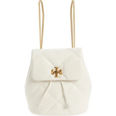 Tory Burch Small Kira Diamond Quilted Leather Backpack In White