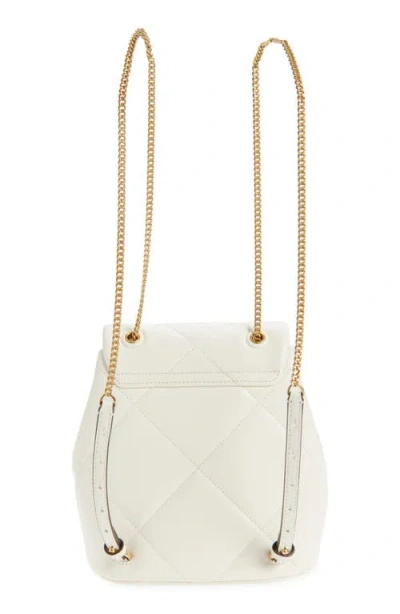 Tory Burch Small Kira Diamond Quilted Leather Backpack In White