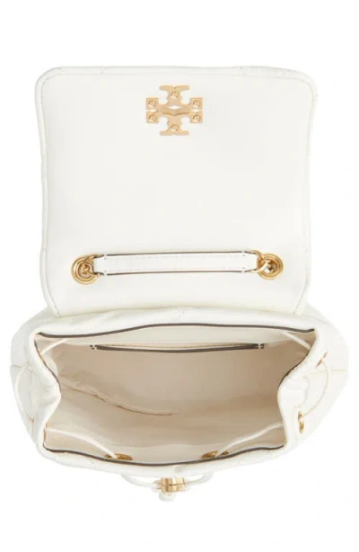 Tory Burch Small Kira Diamond Quilted Leather Backpack In White