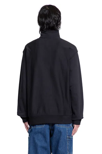 Carhartt American Script Cotton-blend Jersey Half-zip Sweatshirt In Black