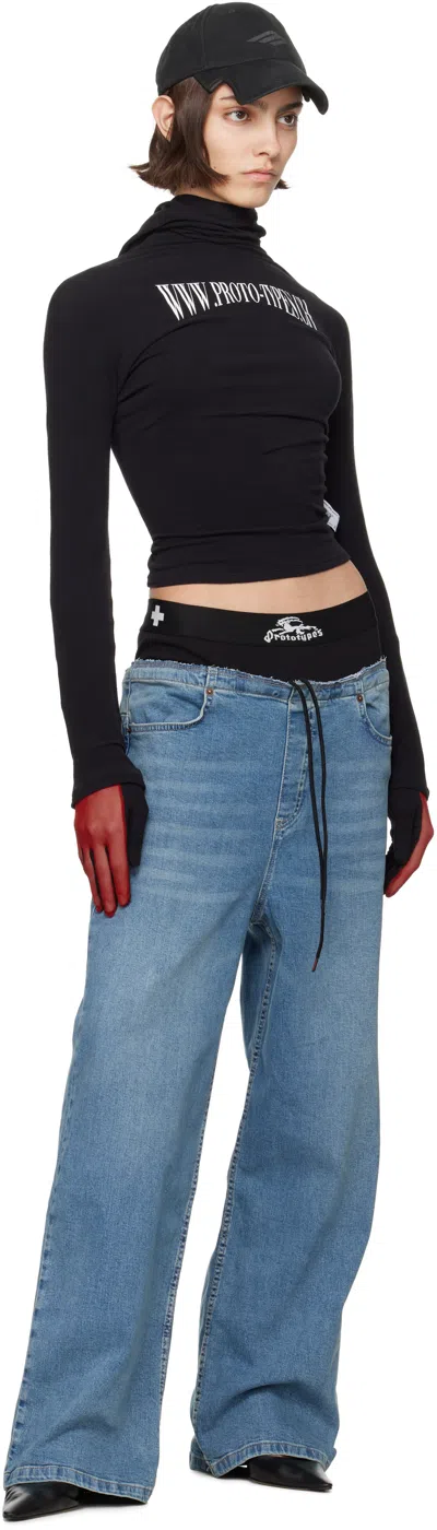 Prototypes Blue Waistband Regular Jeans In Blue