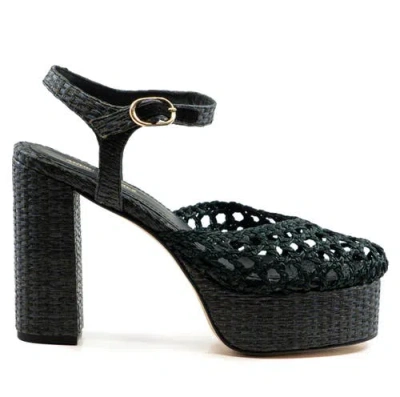 Andrea Gomez Beatriz Raffia Platform Sandals In Green