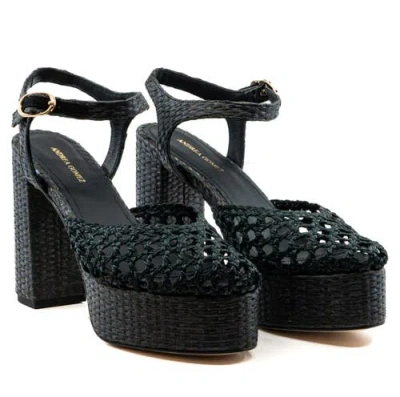 Andrea Gomez Beatriz Raffia Platform Sandals In Green