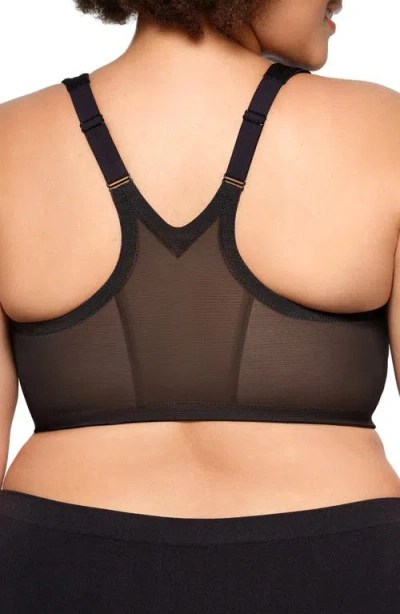 Glamorise Plus Size Magic Lift Front-closure Racerback Wire Free Bra #1206 In Black