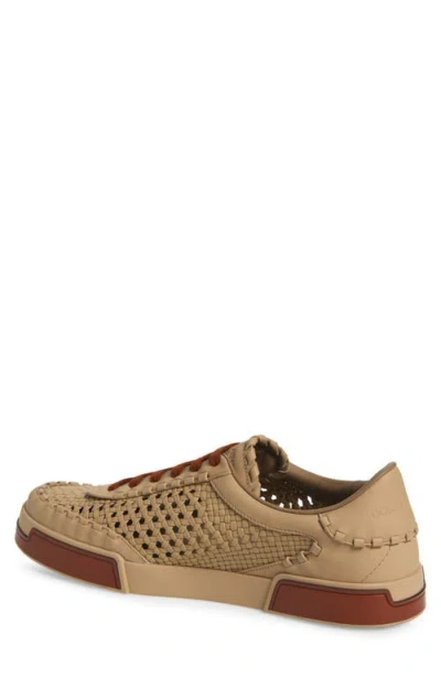 Dolce & Gabbana Cappuccino Leather Portofino Sneakers In Brown