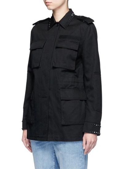 Shop Valentino 'rockstud Untitled 03' Cotton Gabardine Field Jacket