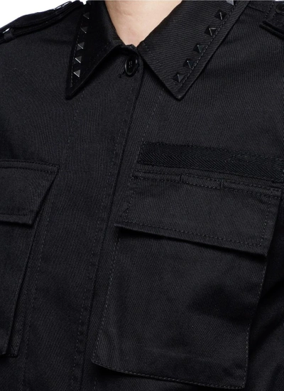 Shop Valentino 'rockstud Untitled 03' Cotton Gabardine Field Jacket