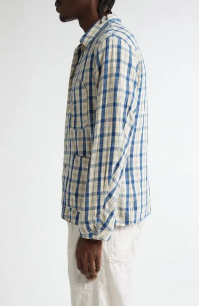 Double Rl Indio Plaid Twill Shirt Jacket In Blue