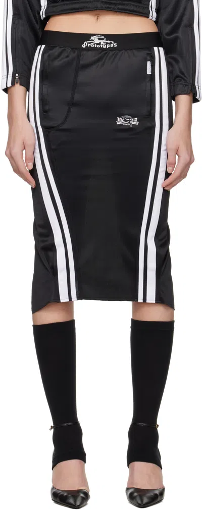 Prototypes Black Trackpants Pencil Midi Skirt In Animal Print