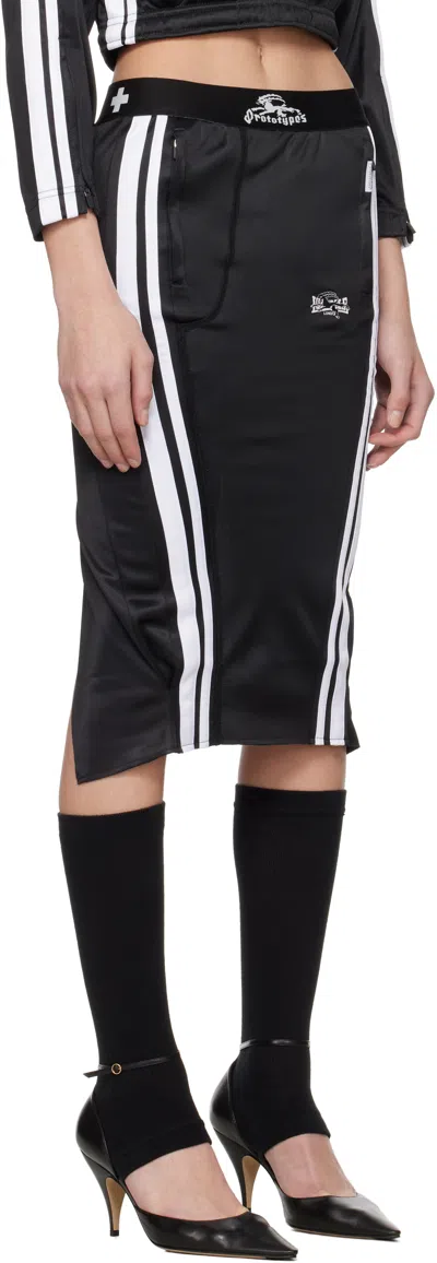 Prototypes Black Trackpants Pencil Midi Skirt In Animal Print