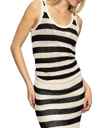 Sanctuary Cotton Open Knit Sweater Tank In Black