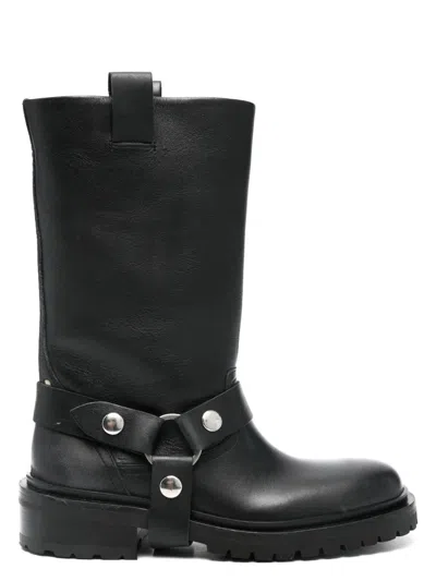 Golden Goose Kurt Boots In Black Leather With Buckle