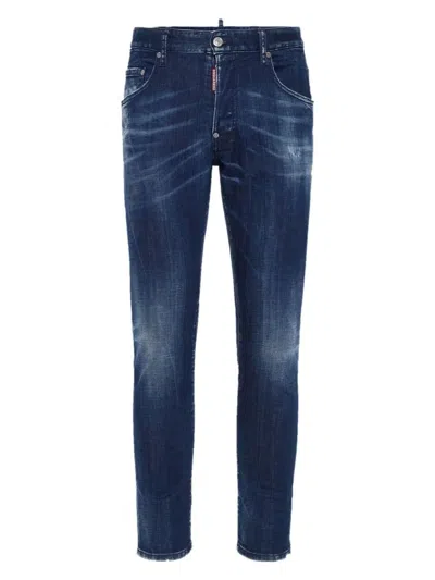 Dsquared2 Blue Cotton Skinny Jeans In Blue