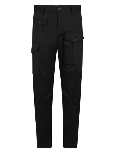 Dsquared2 Mid-rise Tapered Cargo Trousers In Blue
