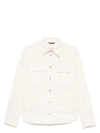 Brunello Cucinelli Shirt-style Outerwear Unlined In Water-repellent Microfibre With Heat Tapes In White