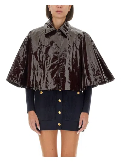 Chloé Short Brown Shiny Cotton Cape