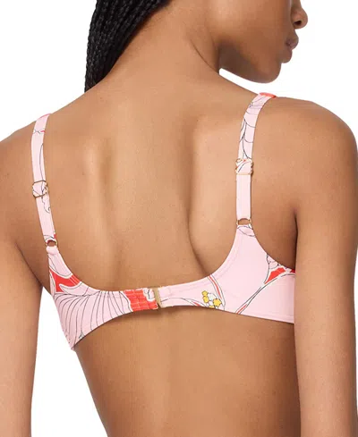 Kate Spade Women's Printed Shirred Bikini Top In Multi