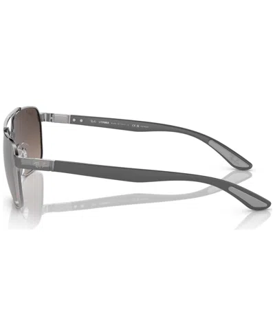 Ray Ban Rectangle-frame Mirrored-lens Sunglasses In Gray