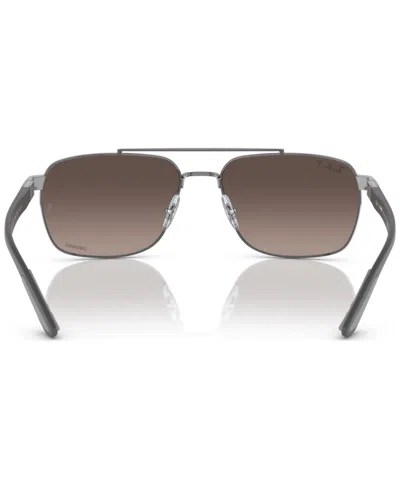 Ray Ban Rectangle-frame Mirrored-lens Sunglasses In Gray