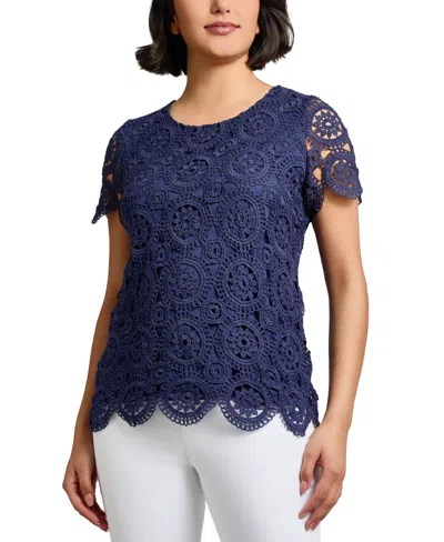 Jones New York Medallion Lace Short Sleeve Top
