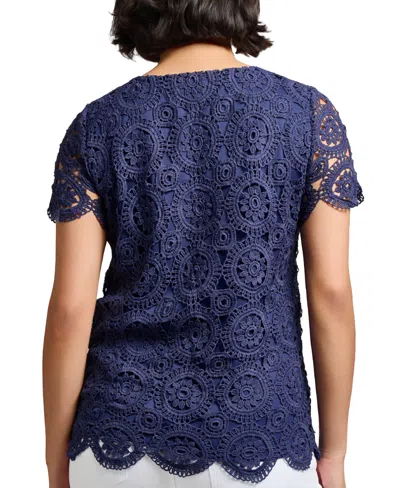 Jones New York Medallion Lace Short Sleeve Top