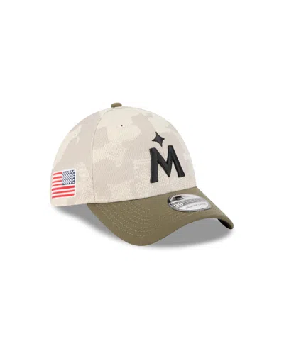 New Era Men's Light Beige/olive Minnesota Twins 2025 Armed Forces Day 39thirty Flex Hat