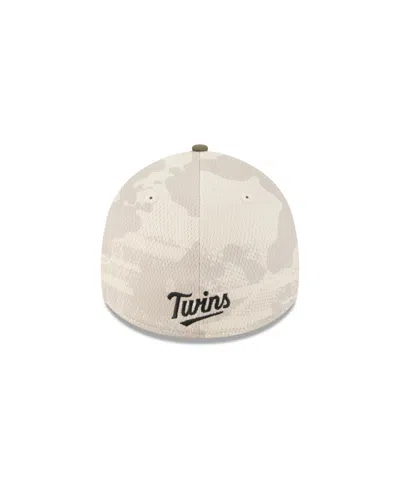 New Era Men's Light Beige/olive Minnesota Twins 2025 Armed Forces Day 39thirty Flex Hat