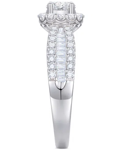 Macy's Diamond Oval Halo Three Row Engagement Ring (1 Ct. T.w.) In 14k Yellow Or White Gold