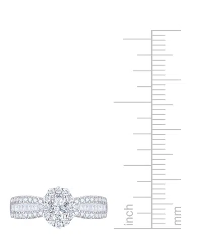 Macy's Diamond Oval Halo Three Row Engagement Ring (1 Ct. T.w.) In 14k Yellow Or White Gold