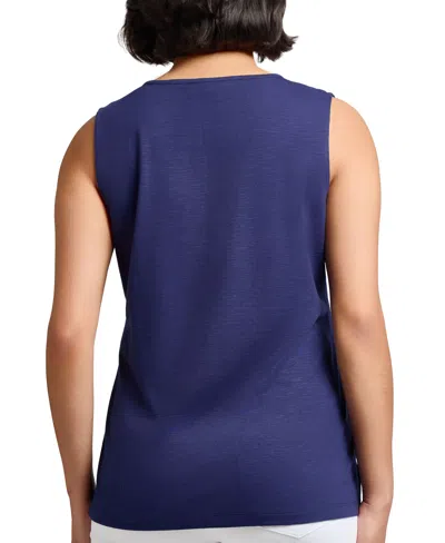 Jones New York Embroidered Sleeveless Top In Blue